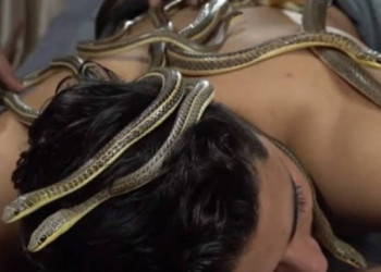 Massagem inusitada, veja video com massagens com cobras